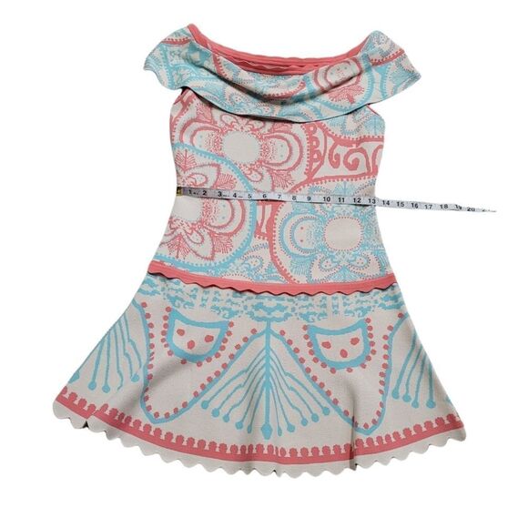 Foxiedox Winnie Off The Shoulder Dress In Beige Multi - Picture 9 of 12